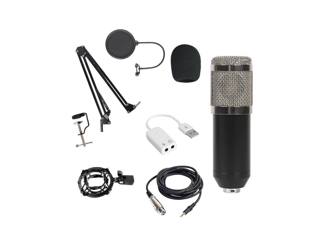 SA Profession BM800 Condenser Microphone for Computer Karaoke Phantom Power Pop Filter Multi-function Sound Card