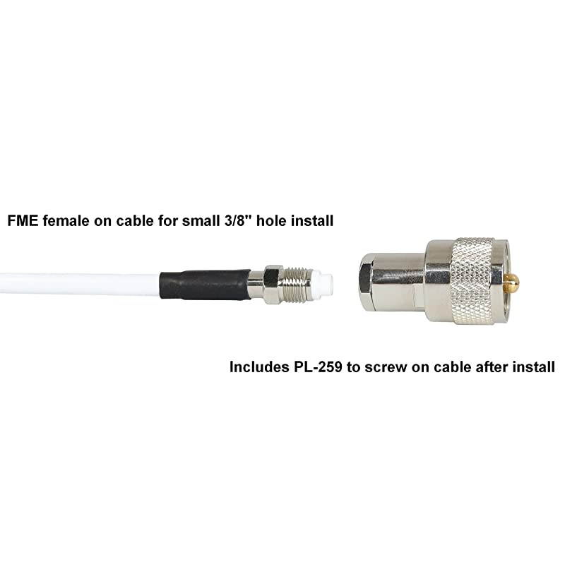 1614 46quot VHF 3 Dbd Gain Marine Antenna with Cable Builtin to Ratchet Mount Silver