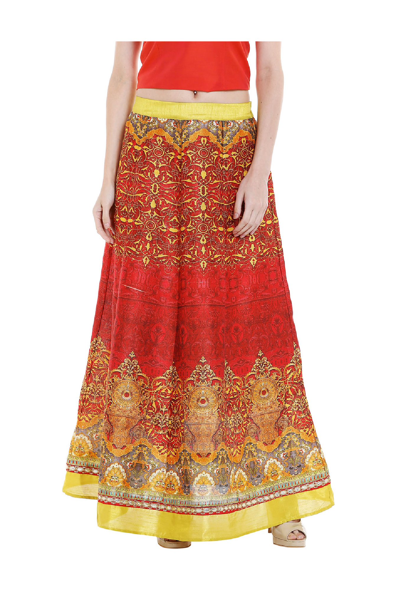Fusion Beats Multicolor Printed Maxi Skirt