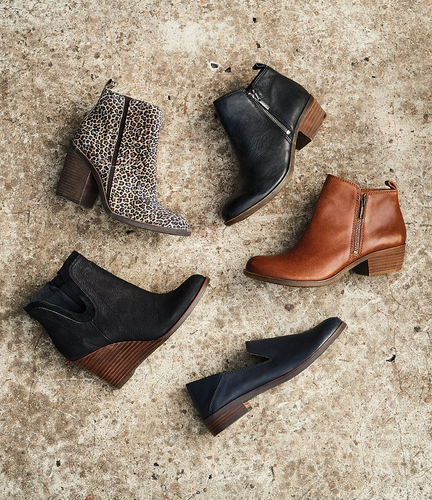 Lucky Brand Basel Smooth Leather Side Zip Block Heel Booties