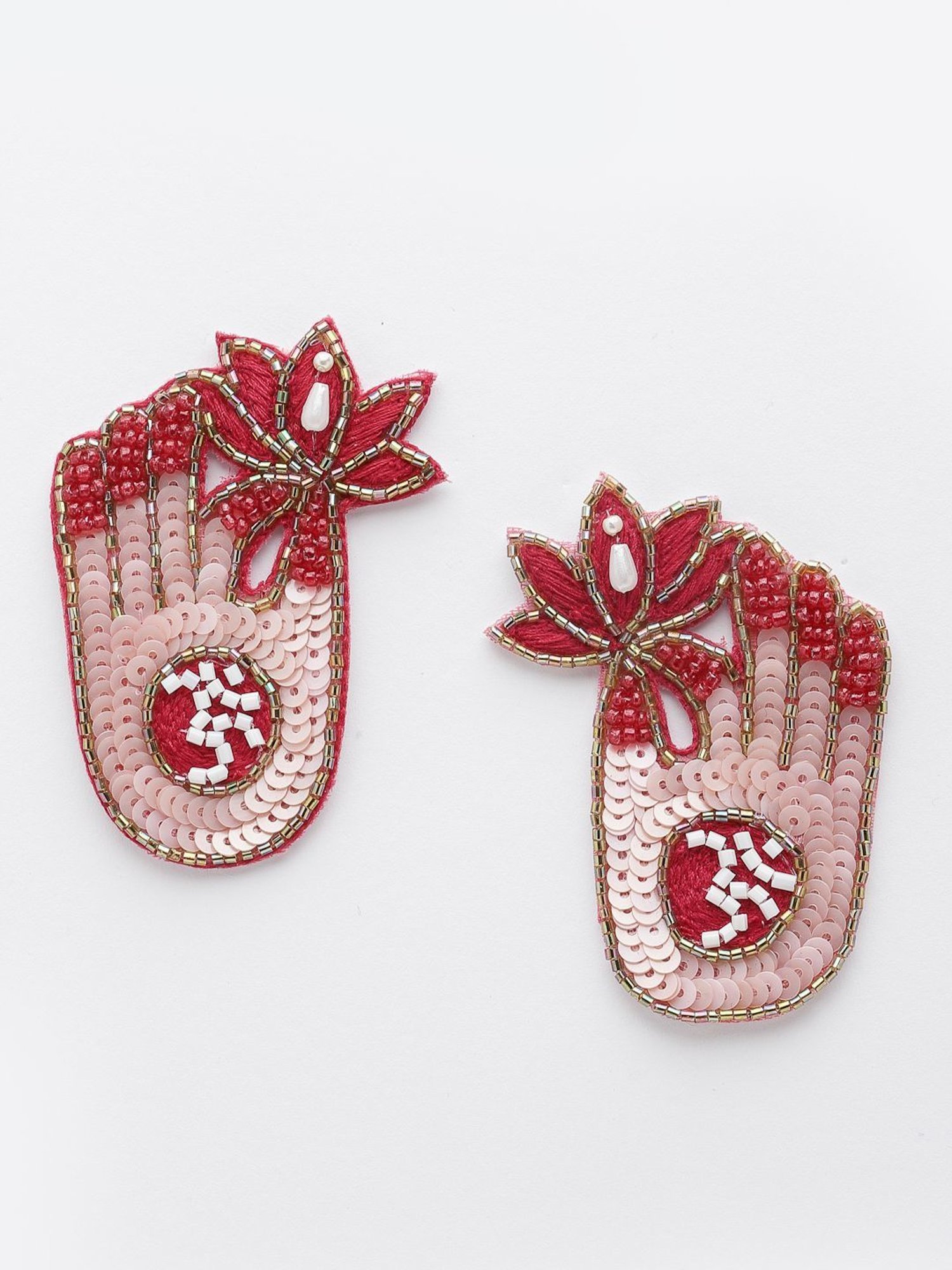 Moedbuille Beads Handcrafted Lotus and Om Design Contemporary Earrings