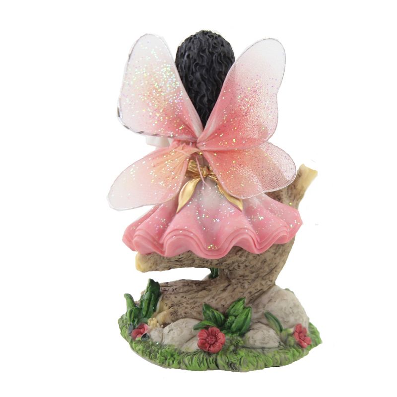 Black Art 5.5" Child Fairy Pink Figurine Roses  -  Decorative Figurines