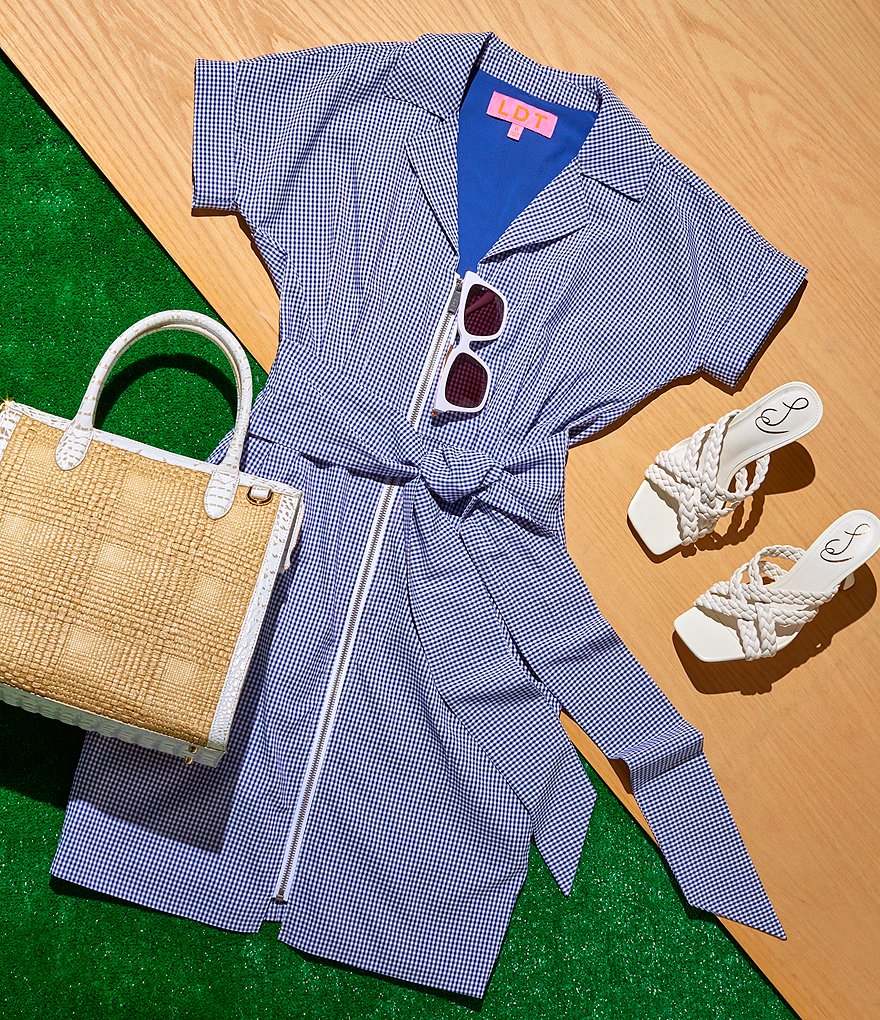 LDT Courtney Zip Front Short Sleeve Shirt Dress