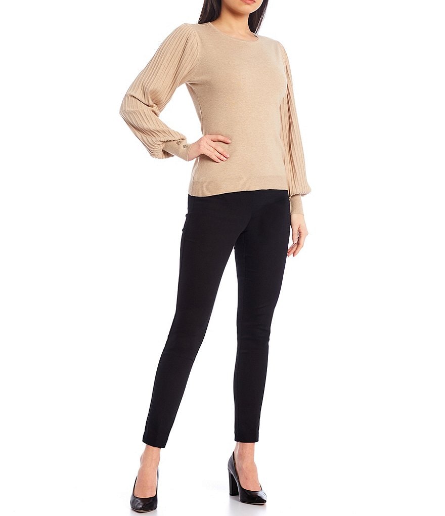 Alex Marie Rosa 3/4 Sleeve Button Front Round Neck Cardigan