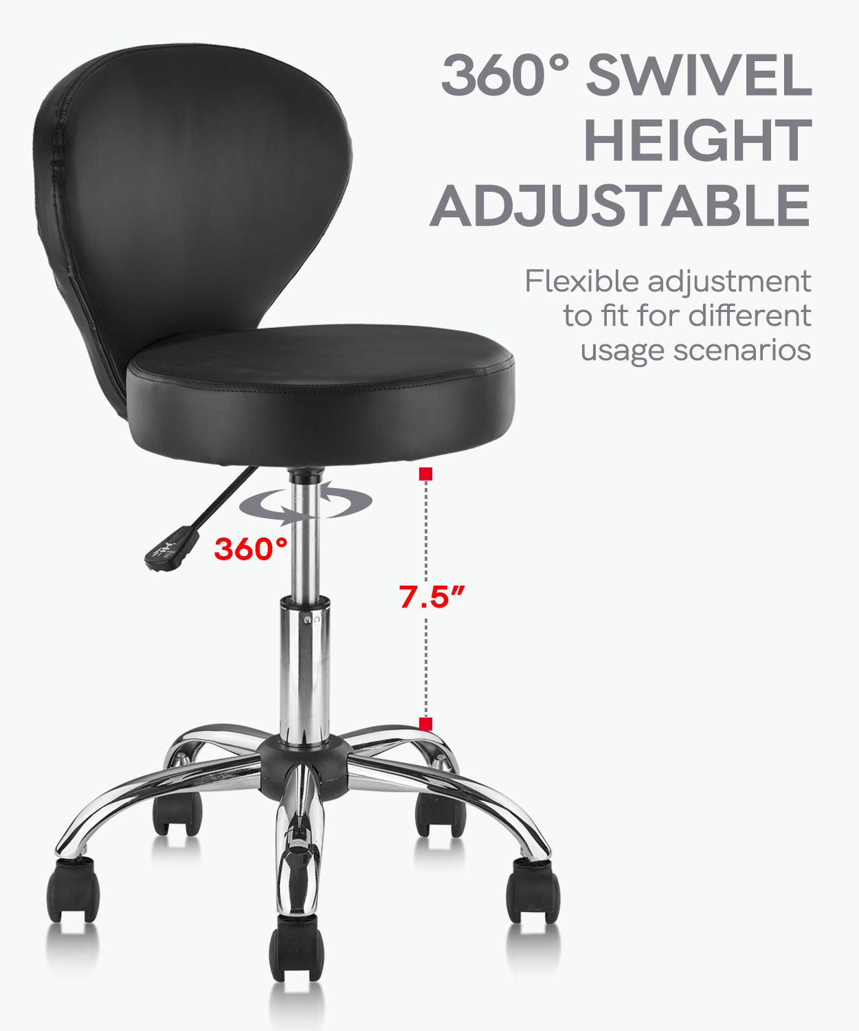 KLASIKA Rolling Swivel Salon Stool Chair with Back Support Adjustable Hydraulic for Office Massage Facial Spa Medical Drafting Tattoo Beauty Barber 2 Pack