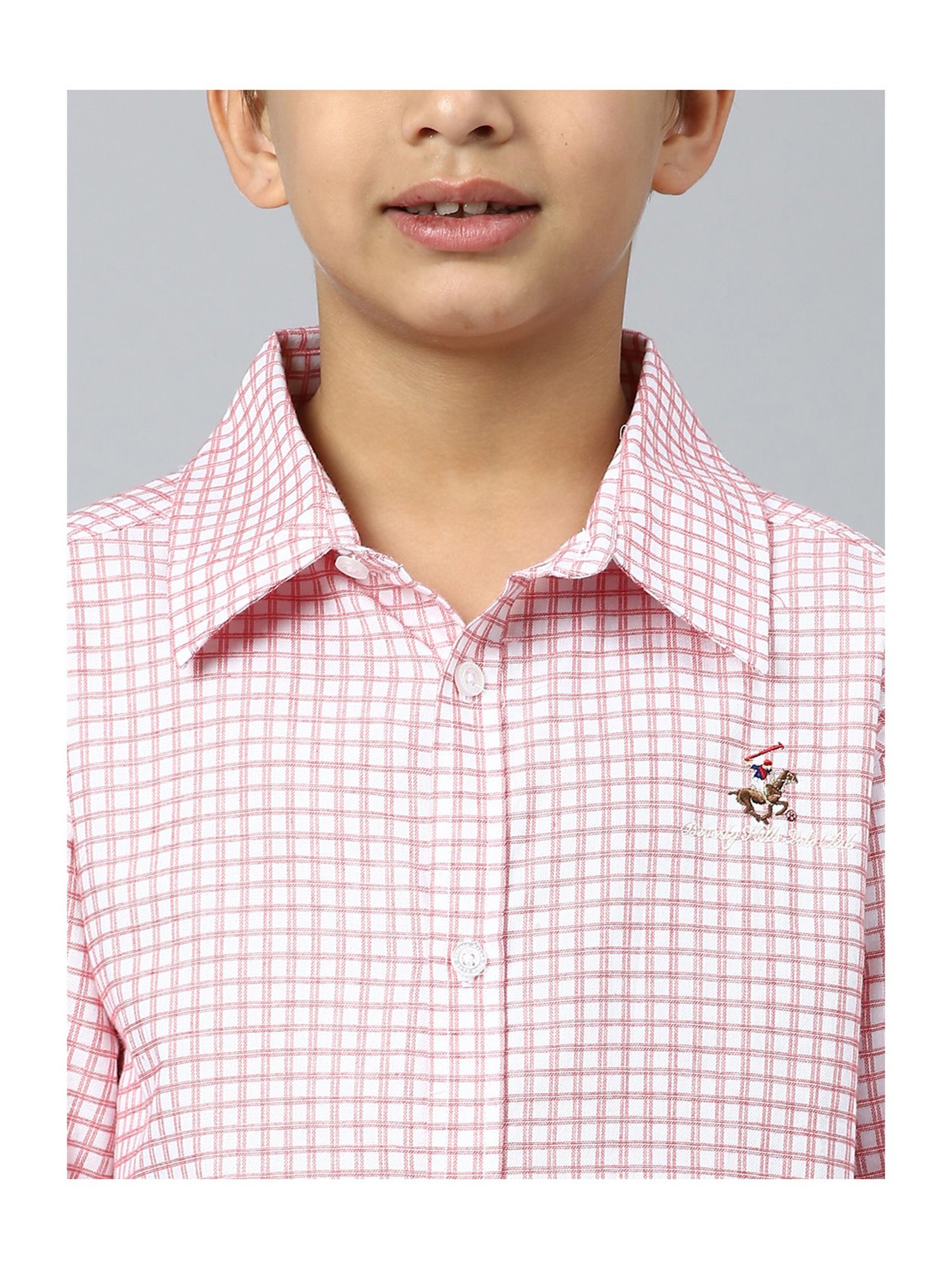 Beverly Hills Polo Club Kids Pink Checks Full Sleeves Shirt