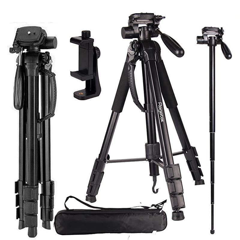 Camera Tripod Travel Monopod 70quot Aluminum Professional Video Camera Mount Leg Adjustable Stand with Flexible Head for Canon Nikon Dv DSLR Camcorder Gopro Camamp Carry Bag amp Cellphone Mount