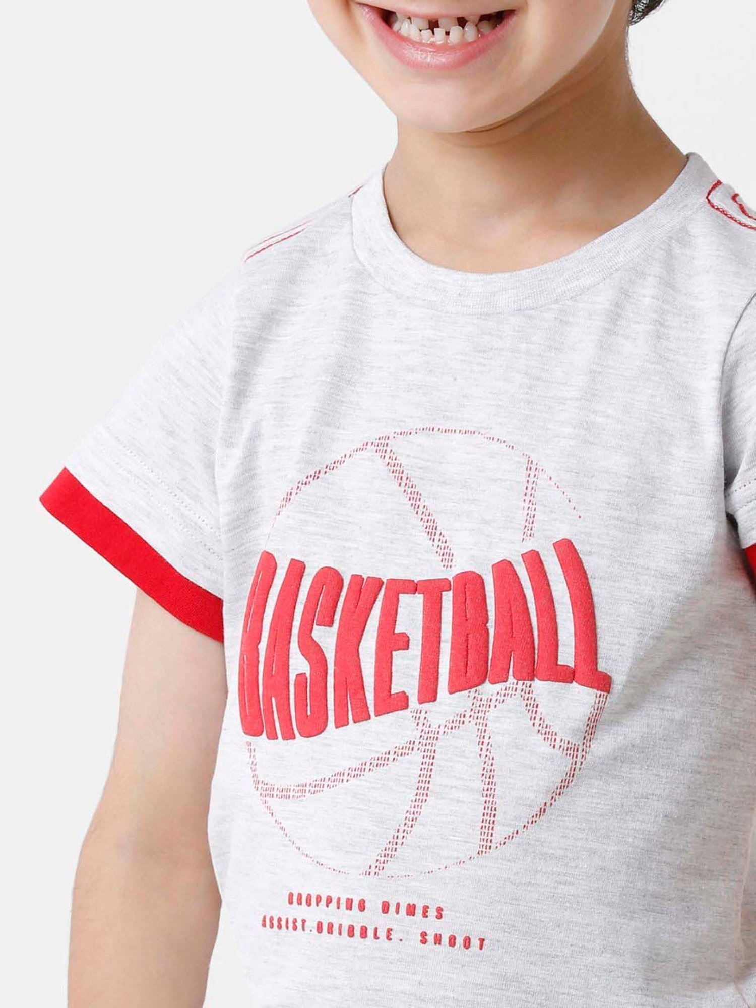 Kate & Oscar Kids Off-White & Red Cotton Printed T-Shirt