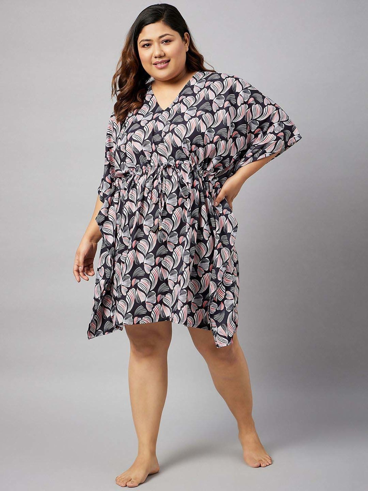 Secrets By ZeroKaata Black Printed Kaftan