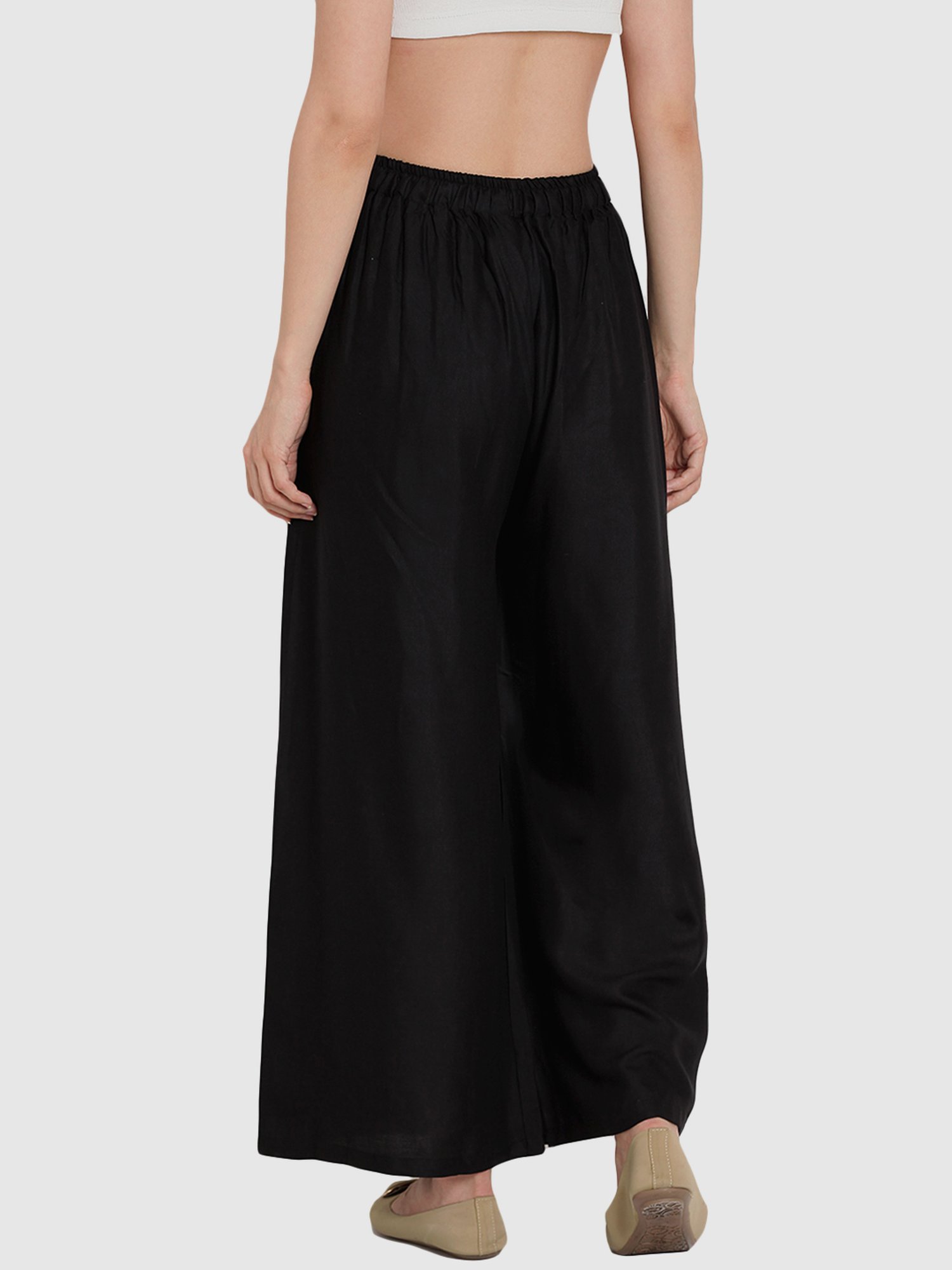 TAG 7 Orange & Black Cotton Palazzos - Pack of 2