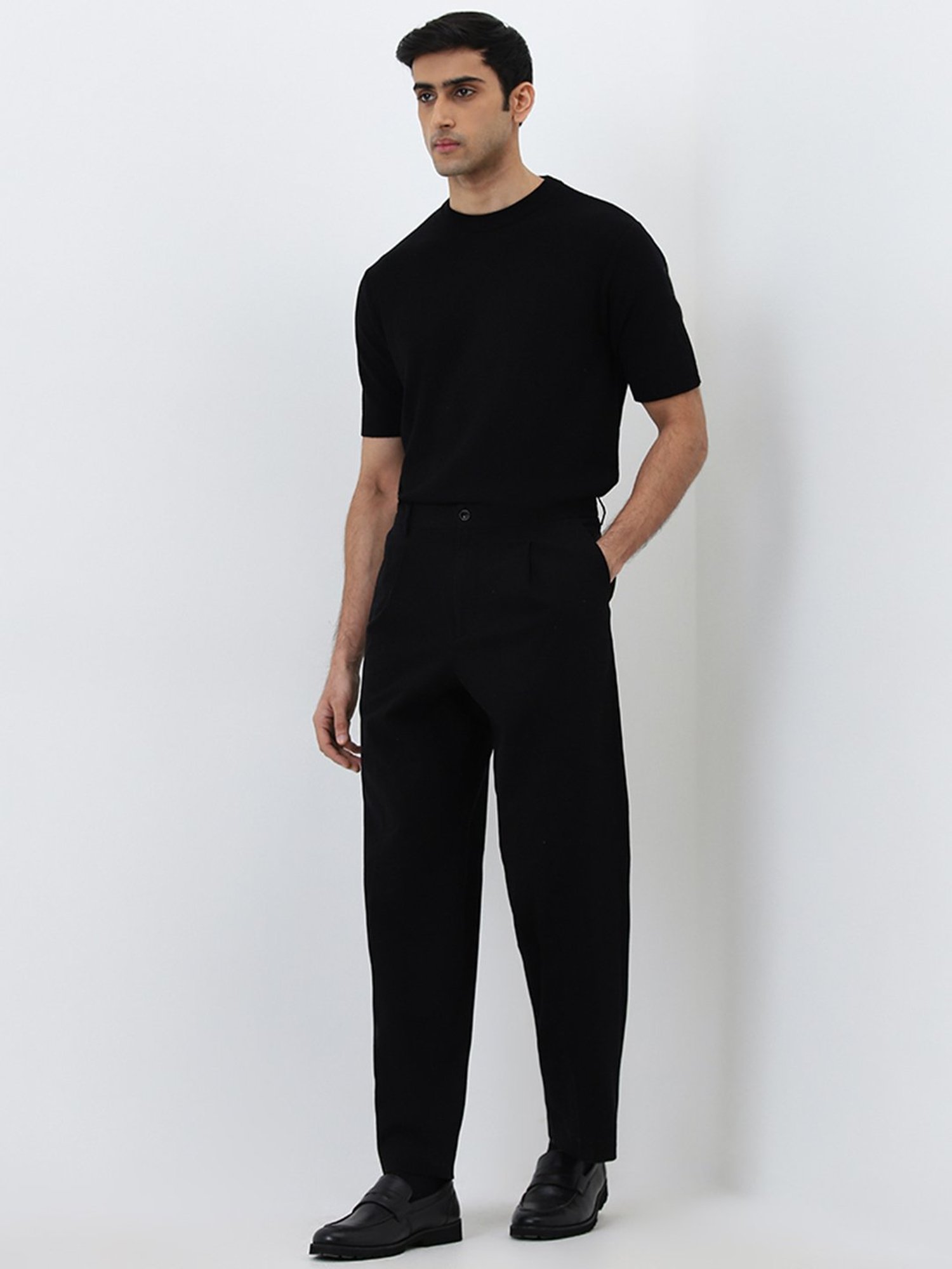 WES Formals by Westside Black Solid Slim-Fit T-Shirt