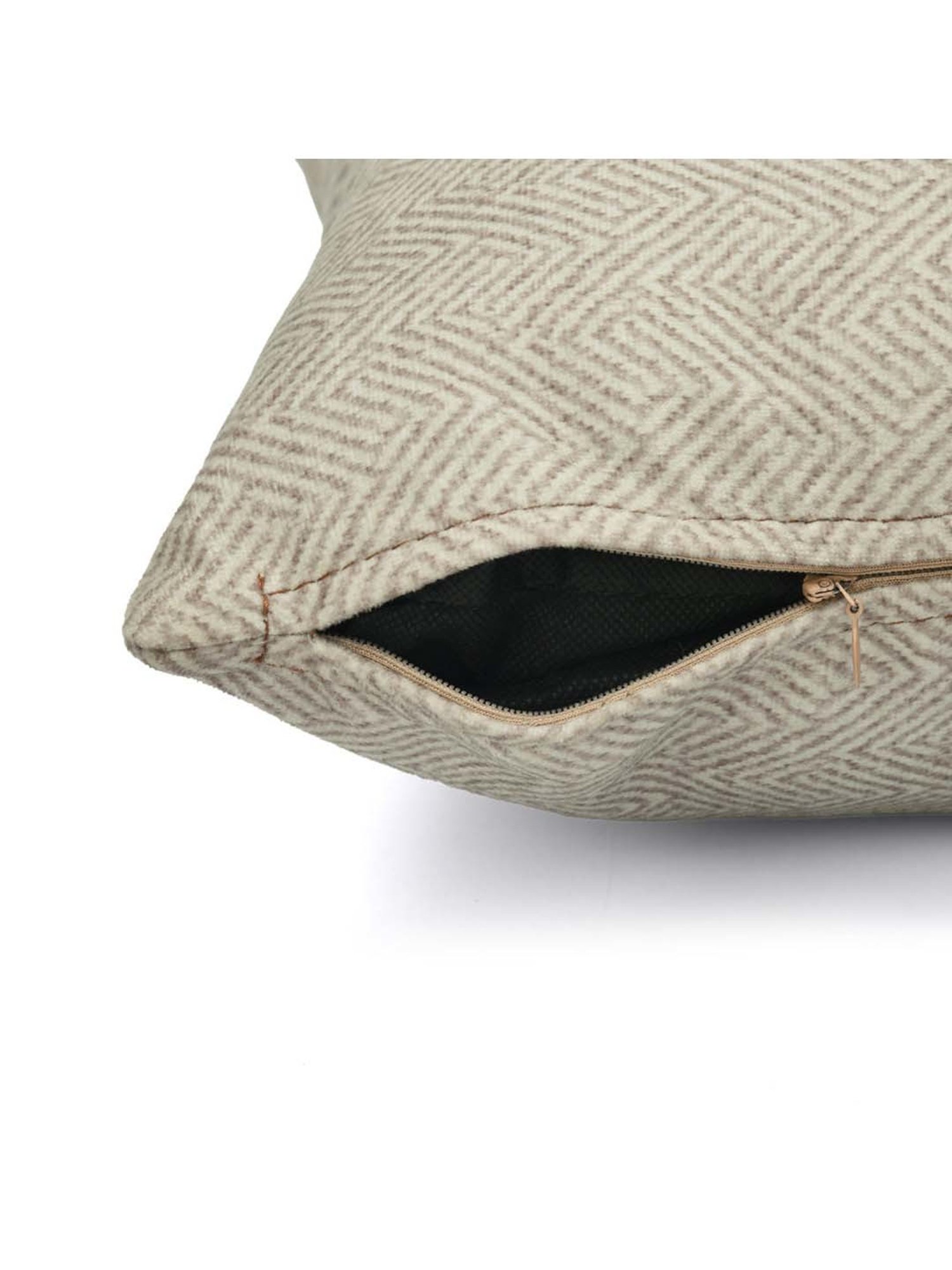 @home Beige Leather Cushion Cover With Zipper