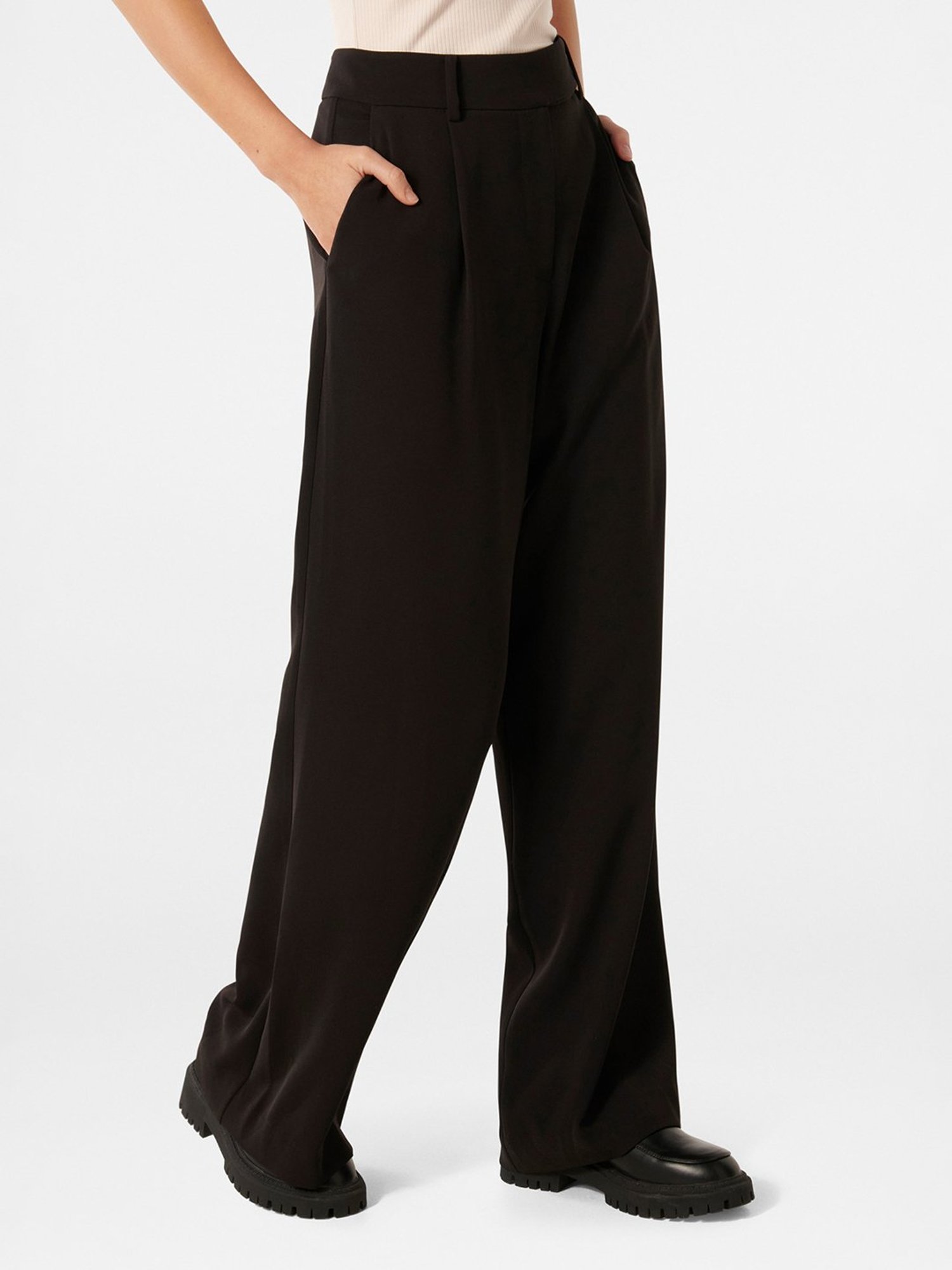 Crozo By Cantabil Black Checks Regular Fit Mid Rise Trousers