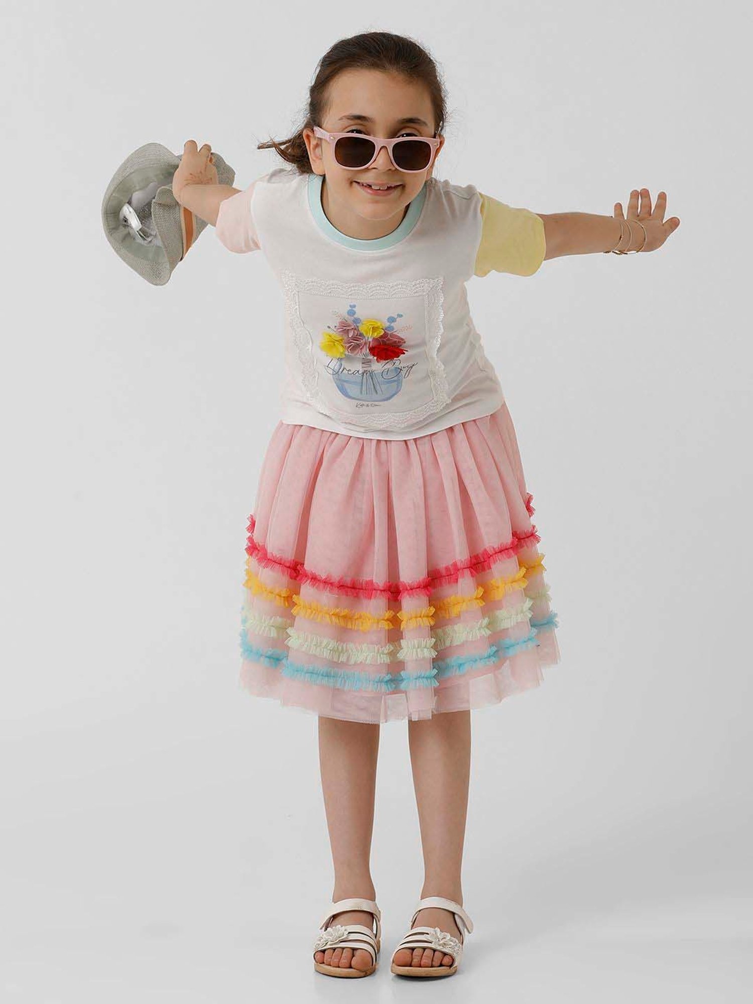 Kate & Oscar Kids Pink Color Block Skirt