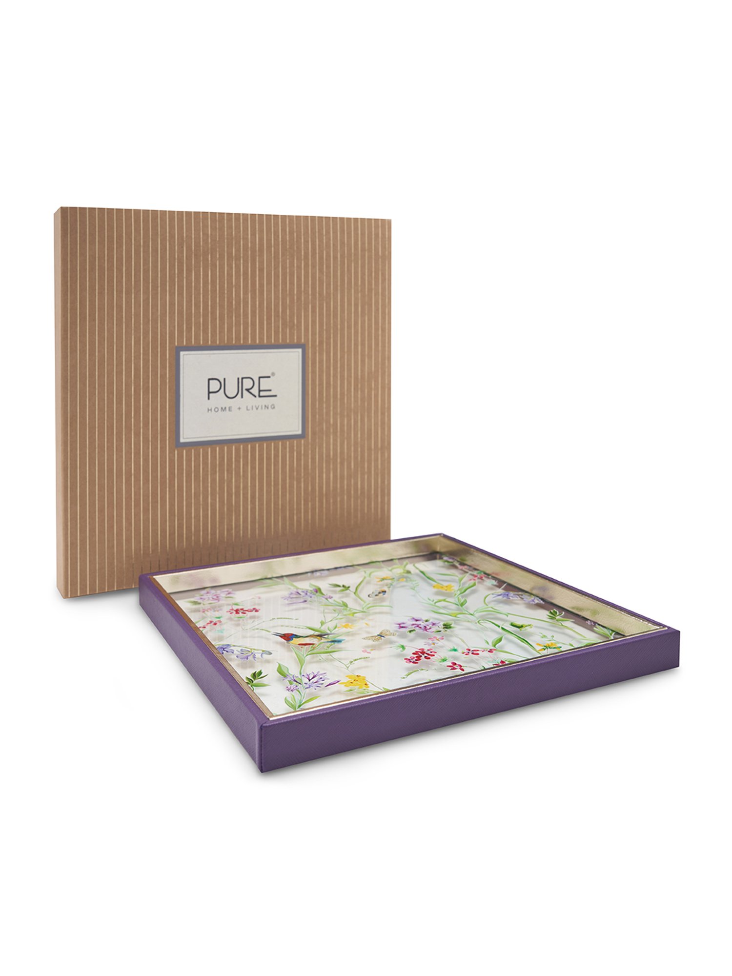 Pure Home and Living Purple Glass Printed Platters