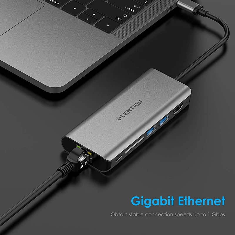 USBC Digital AV Multiport Hub with 4K HDMI 2 USB 30 Card Reader Type C Charging Gigabit Ethernet Adapter Compatible 20202016 MacBook Pro New Mac AirSurface More CBC68 Space Gray