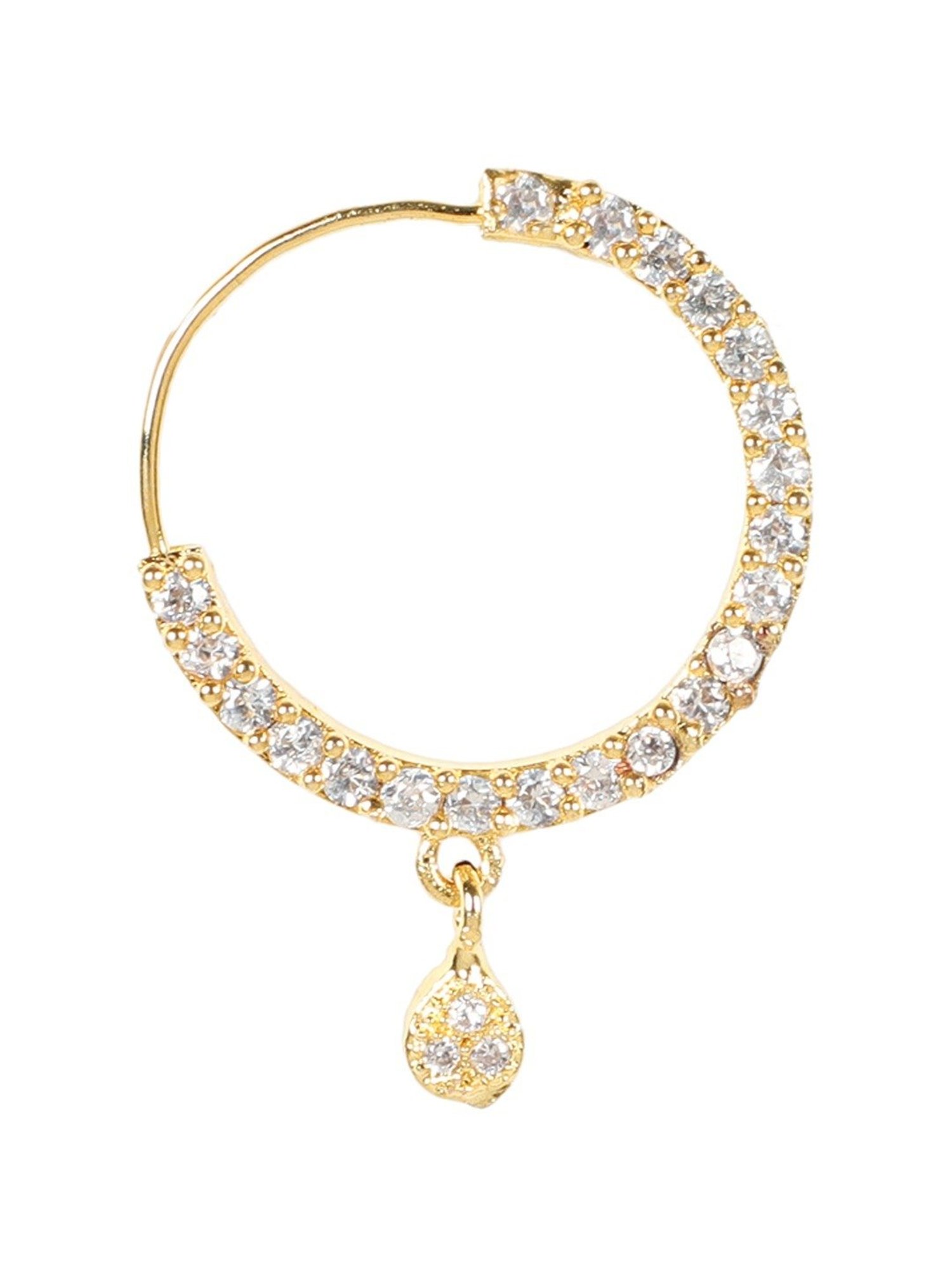 Aatmana Gold-Plated American Diamond Studded Traditional Nose Ring for Women & Girls