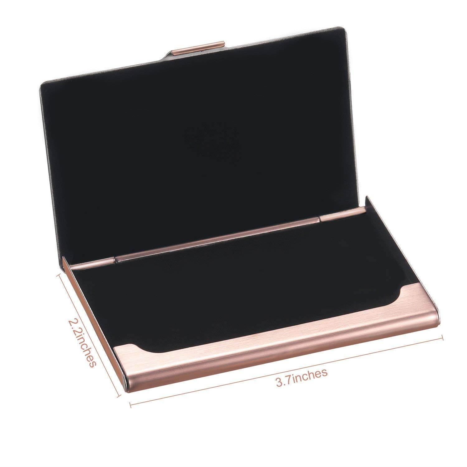 BBTO 2 Pack Unisex Business Card Holder Stainless Steel Card Container Case for Credit Card Name Card ID Card, Rose Gold