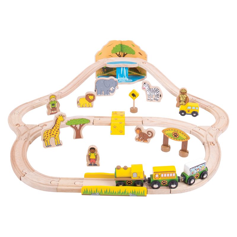 Bigjigs Rail Safari Wooden Railway Train Set