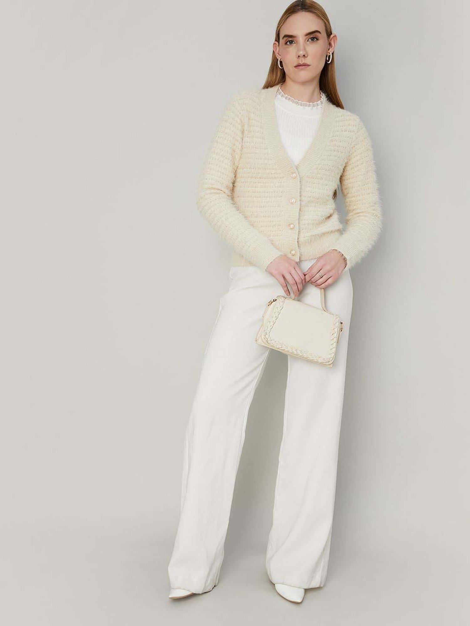 Code by Lifestyle Cream Self Pattern Cardigan