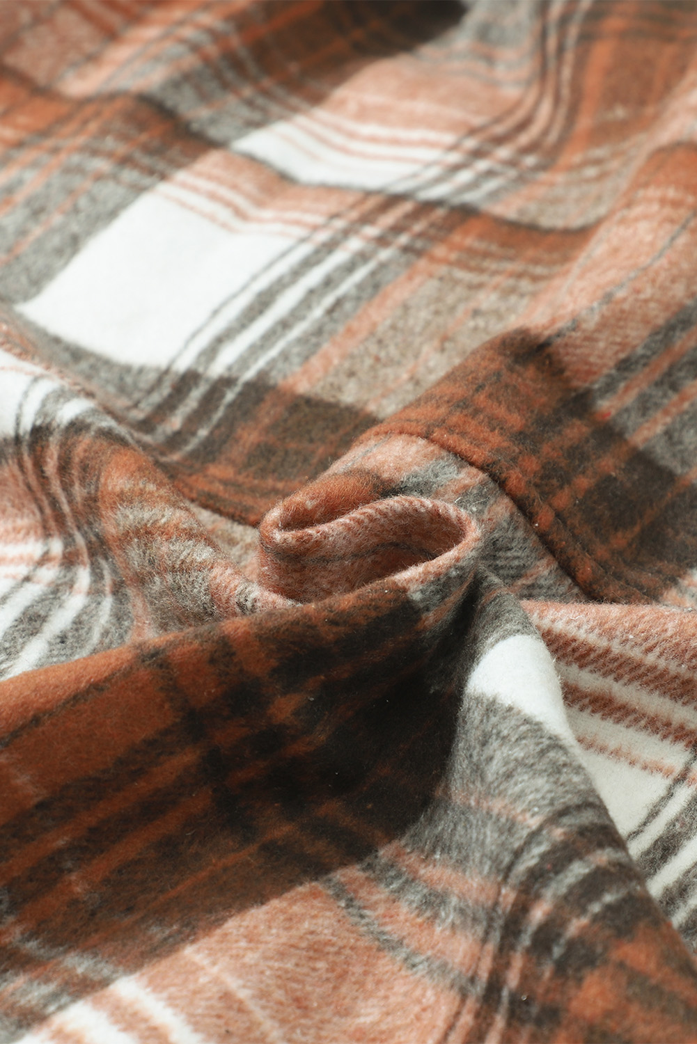 Brown Plaid Button Up Long Sleeve Flannel Shacket