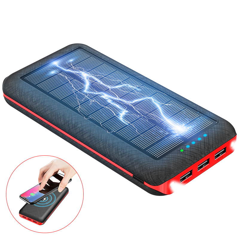 15,000mAh Solar Power Bank Qi Wireless Portable Outdoor Charger 3USB Phone Charger for Xiaomi Samsung Iphone Powerbank