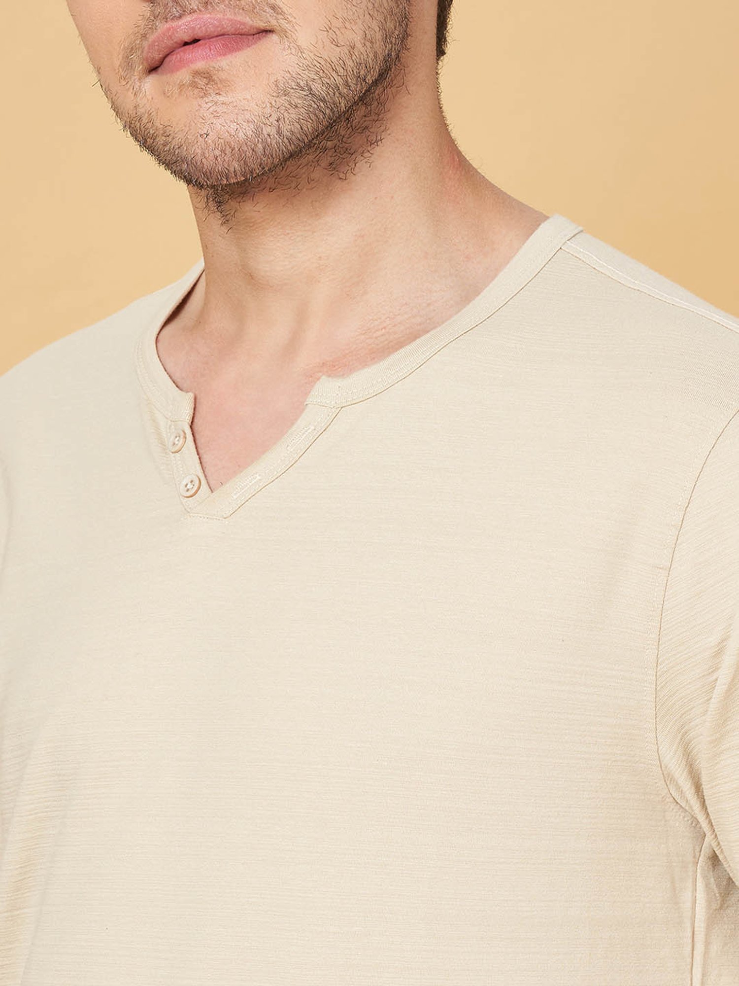 Urban Ranger by Pantaloons Beige Slim Fit T-Shirt