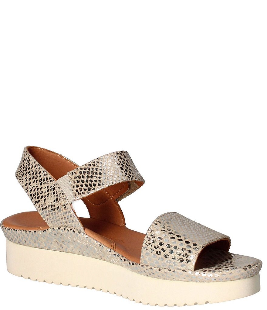 L'Amour Des Pieds Abrilla Snake Print Leather Platform Wedge Sandals