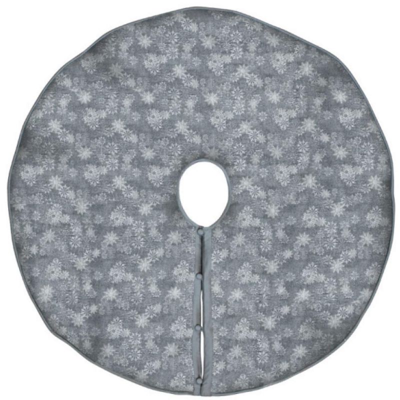 Melrose 54" Gray and White Jacquard Snowflake Christmas Tree Skirt