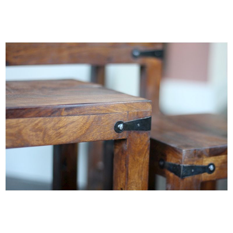 3pc Handcrafted Rustic Nesting Tables Natural - Timbergirl