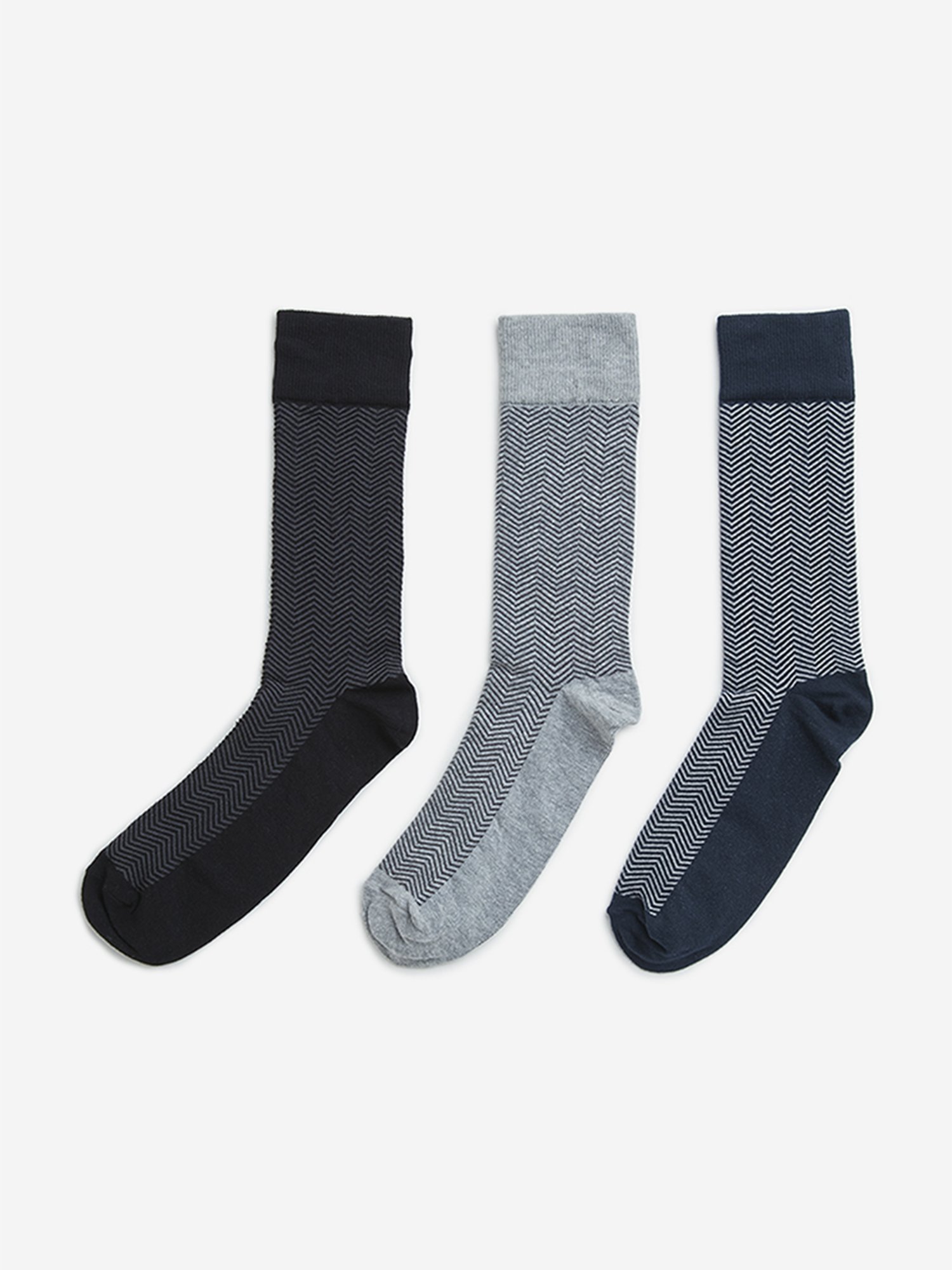 WES Lounge by Westside Black Printed Cotton Blend Socks - Pack of 3