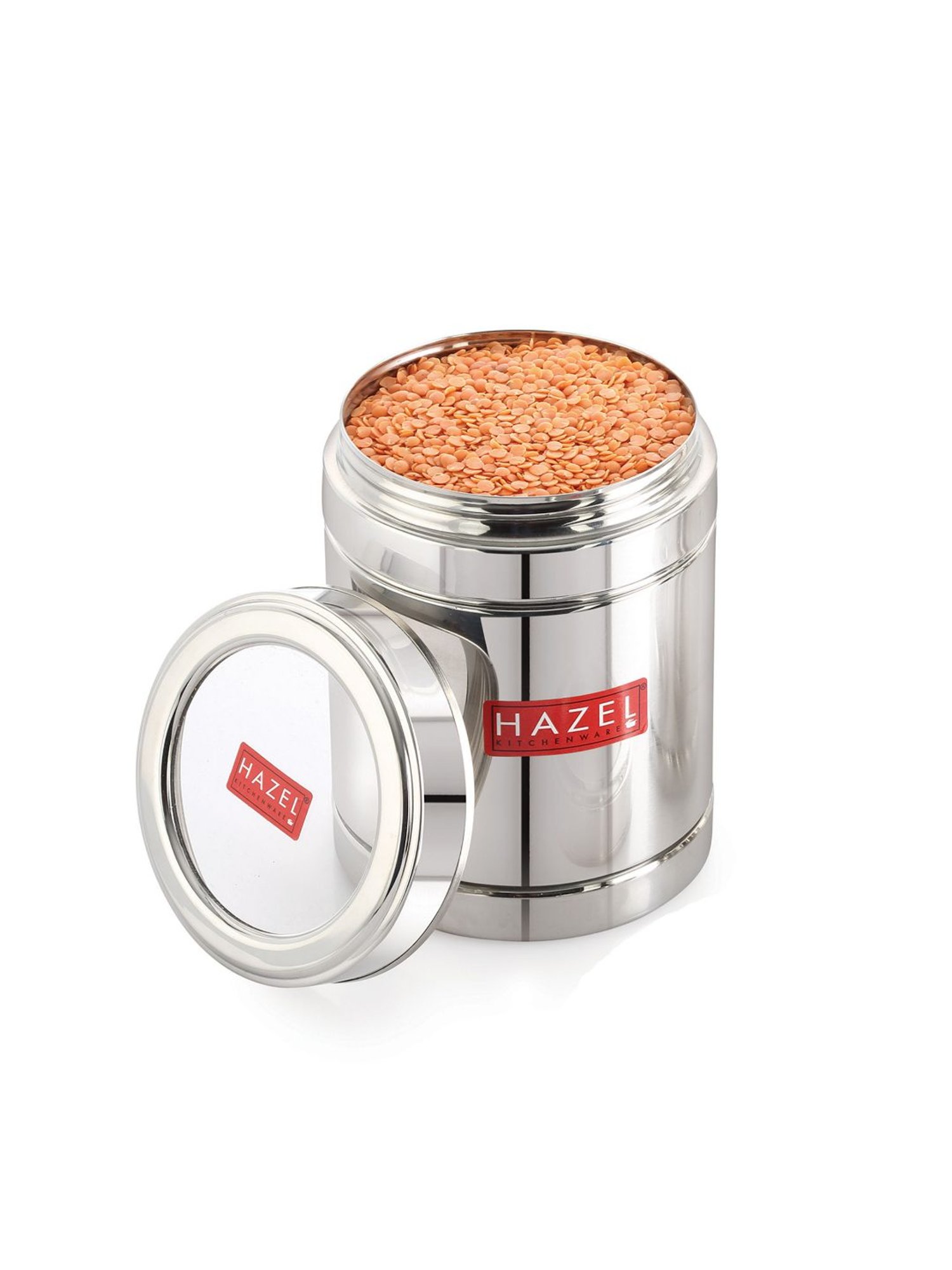 HAZEL Silver Stainless Steel Container with Transparent Lid - Set of 6 (1.4L)