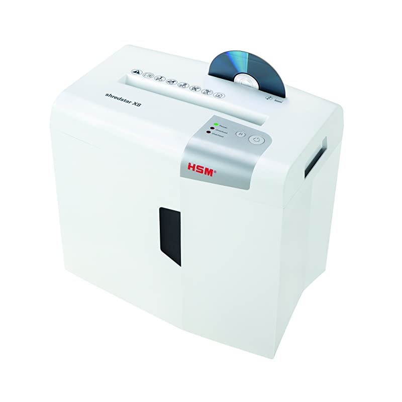 shredstar X8, 8-Sheet, Cross-Cut, 4.8-Gallon Capacity Paper Shredder with Separate CD Slot, White