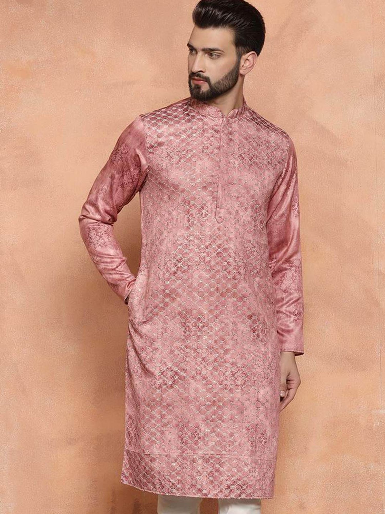 Manthan Fawn & White Regular Fit Kurta