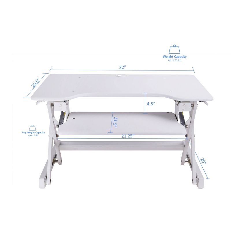 Ergonomic Height Adjustable Sit to Stand Desk Computer Riser, White