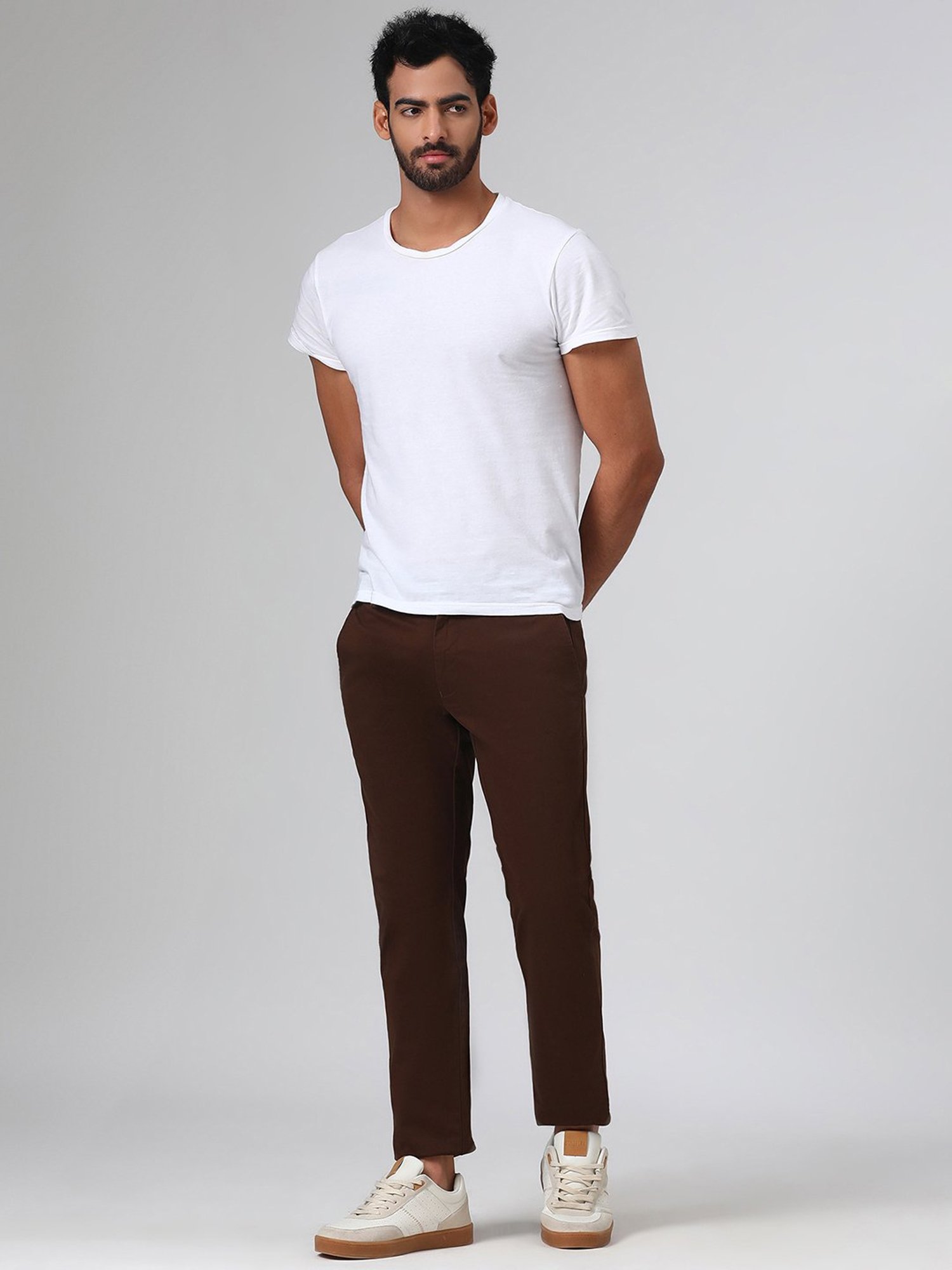 SUBTRACT Chocolate Brown Slim Fit Chinos