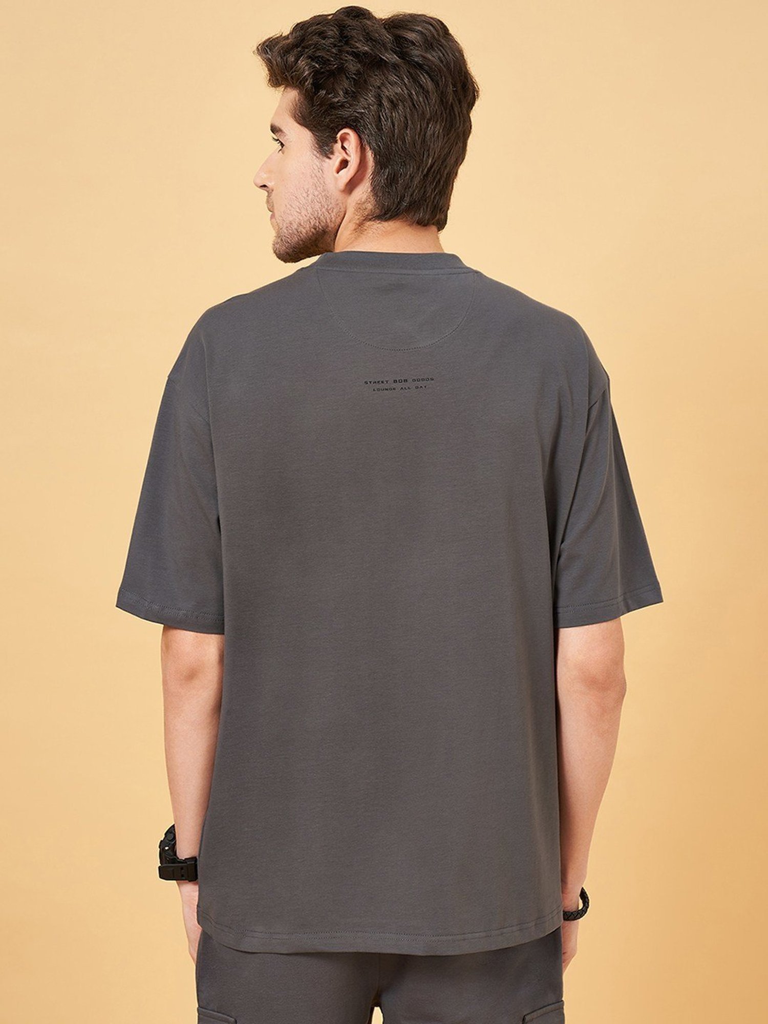 Street 808 By Pantaloons Steel Gray Boxy Fit T-Shirt