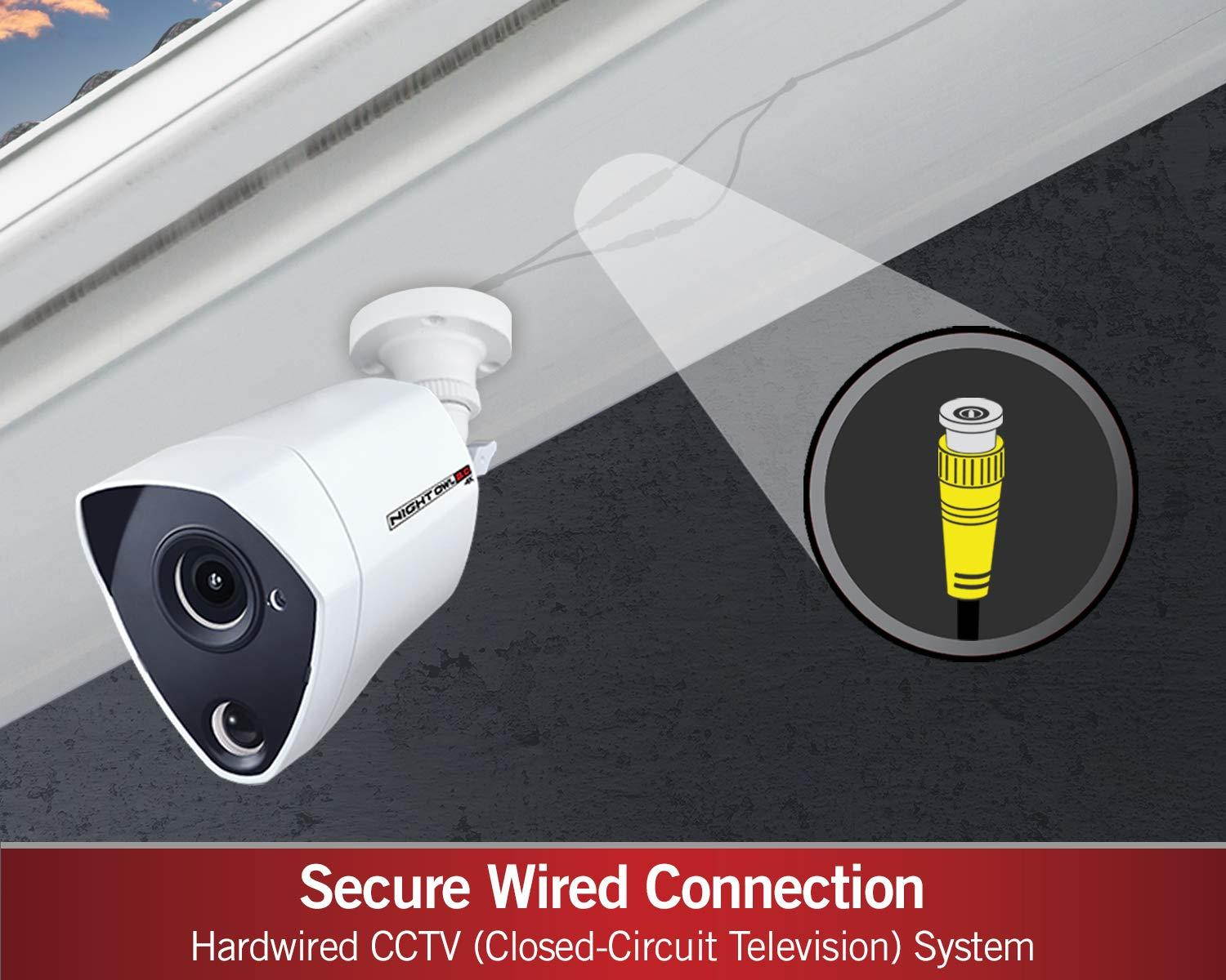 Night Owl CCTV Video Home Security Camera System with 4 Wired 4K Ultra HD Indoor/Outdoor Cameras with Night Vision (Expandable up to a Total of 8 Wired Cameras), and 2 TB Hard Drive