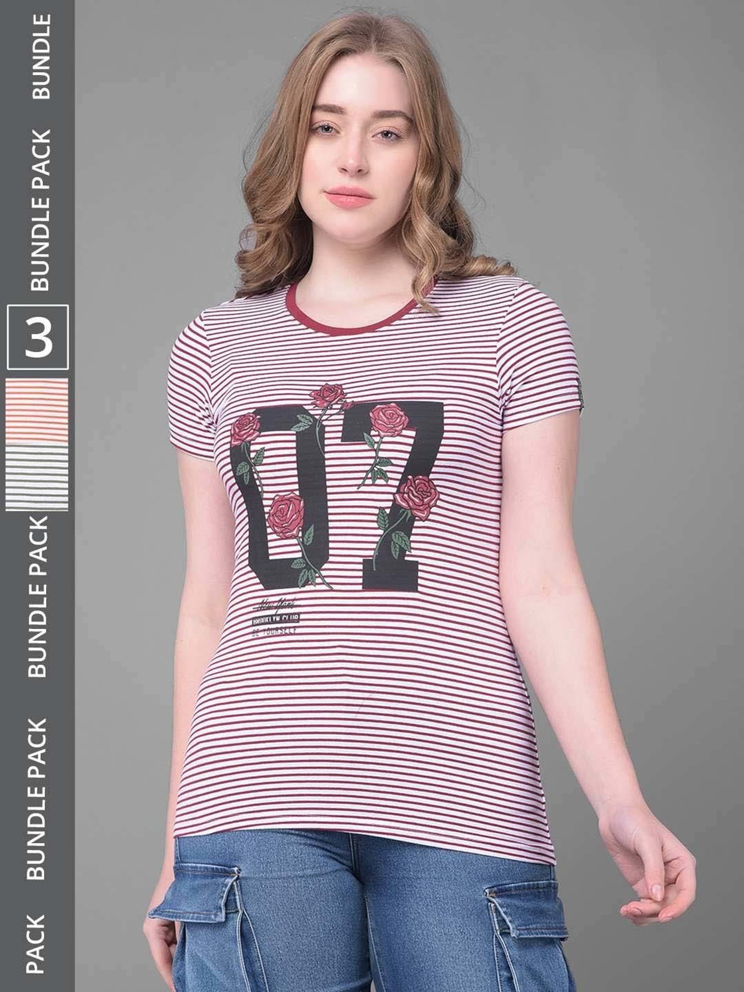 Dollar Orange & Green Cotton Striped Sports T-Shirt - Pack Of 3