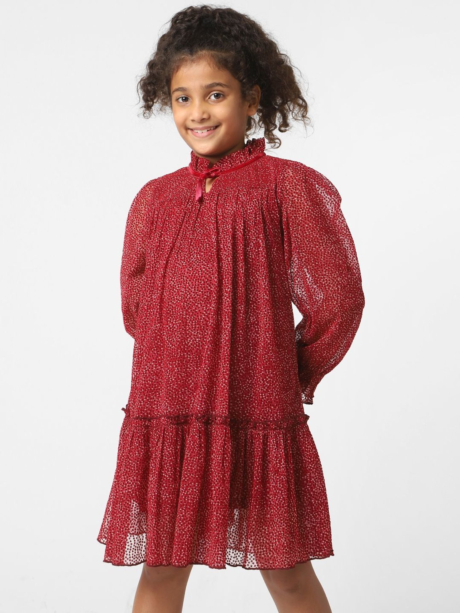 KIDS ONLY Biking Red Printed Full Sleeves Dress