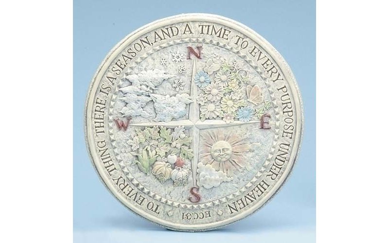 Roman 12" Four Seasons Compass Design Biblical Verse Outdoor Garden Stepping Stone