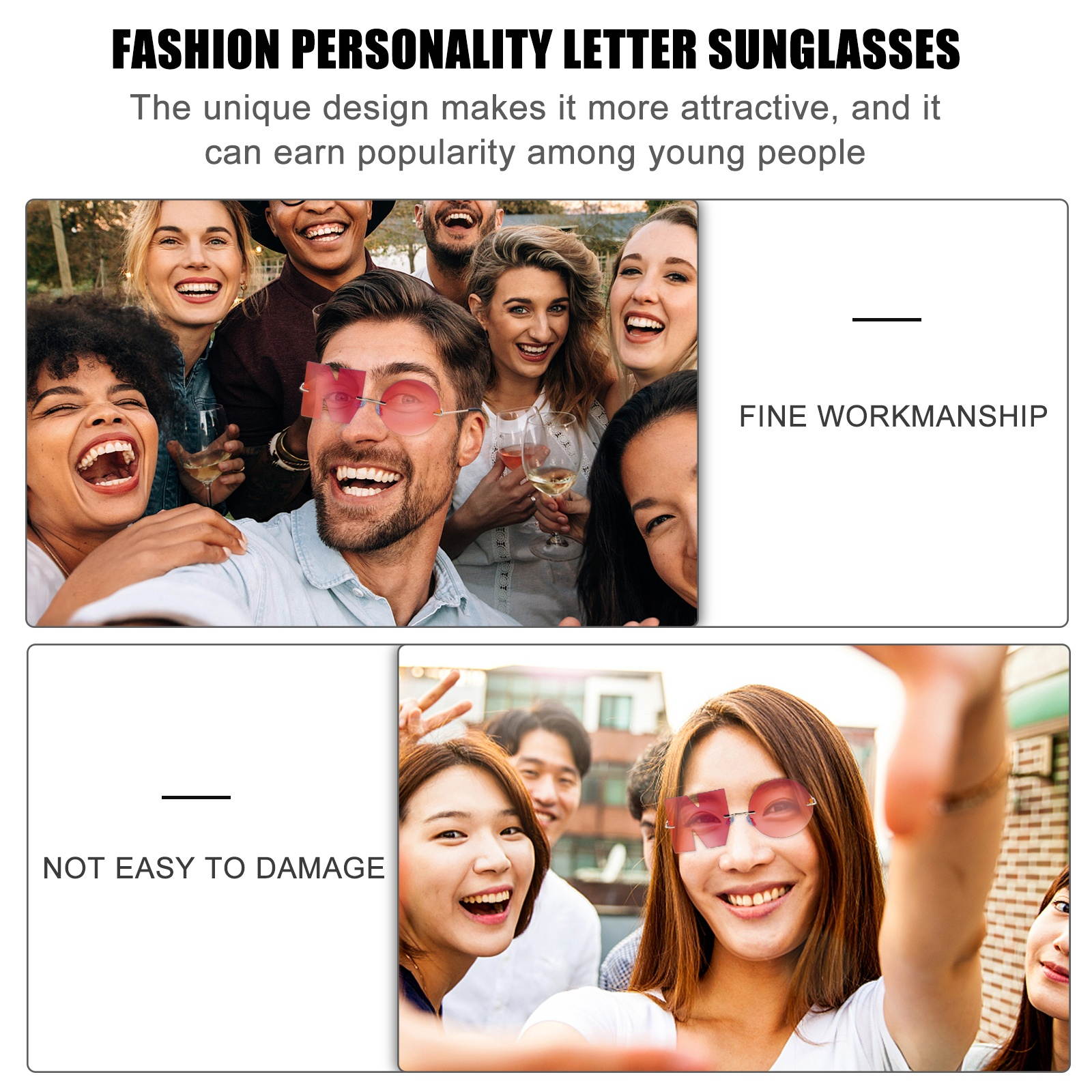 1 Pair Stylish Personality Sunglasses Chic Letter Sunglasses Photo Shooting Prop