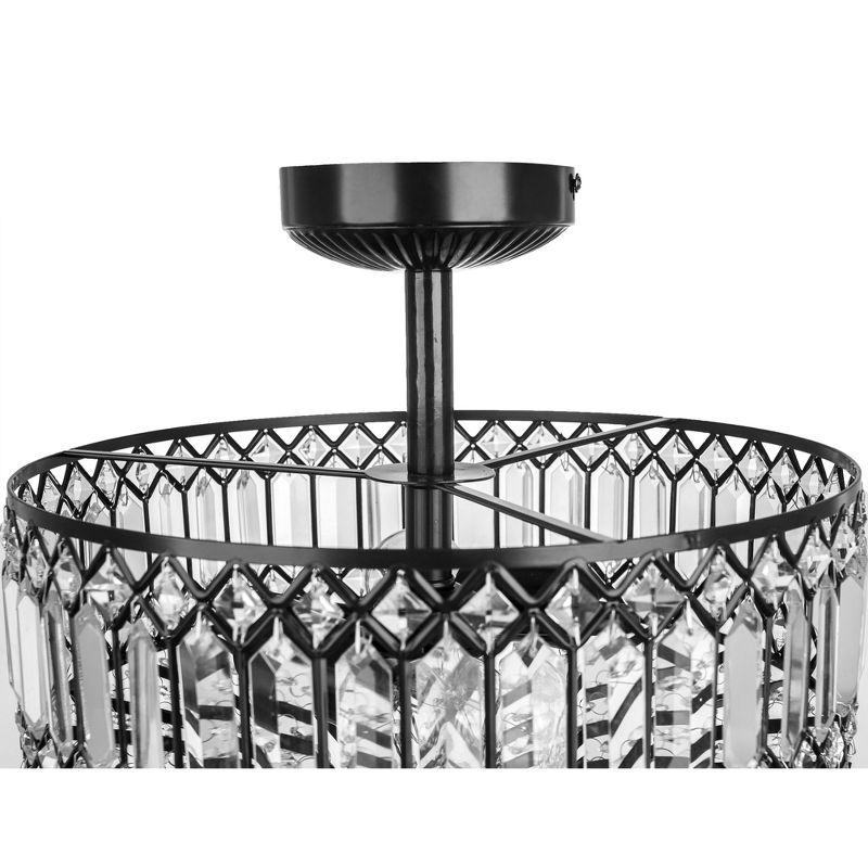 15.25" Glass and Metal Tiered Jeweled Semi Flush Mount Ceiling Light - River of Goods
