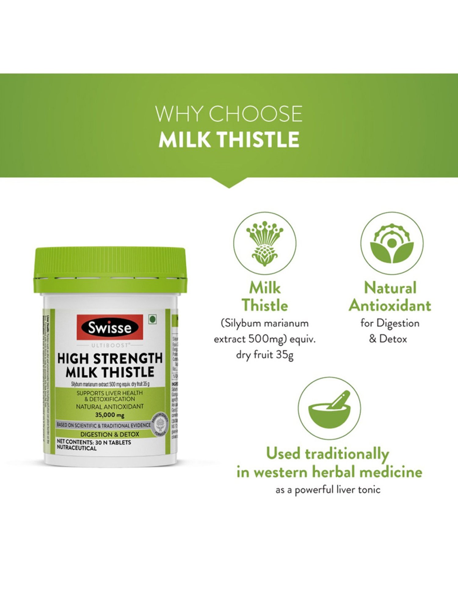 Swisse Ultiboost High Strength Milk Thistle - 30 Tablets