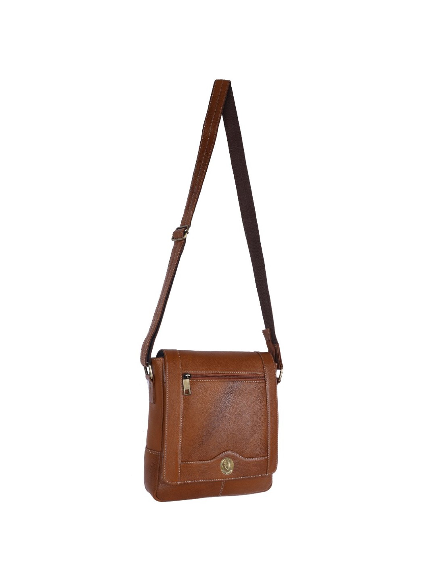 HiLEDER Pure Genuine Leather Messenger Shoulder Sling Cross Body Office Bag for Men and Women,Tan