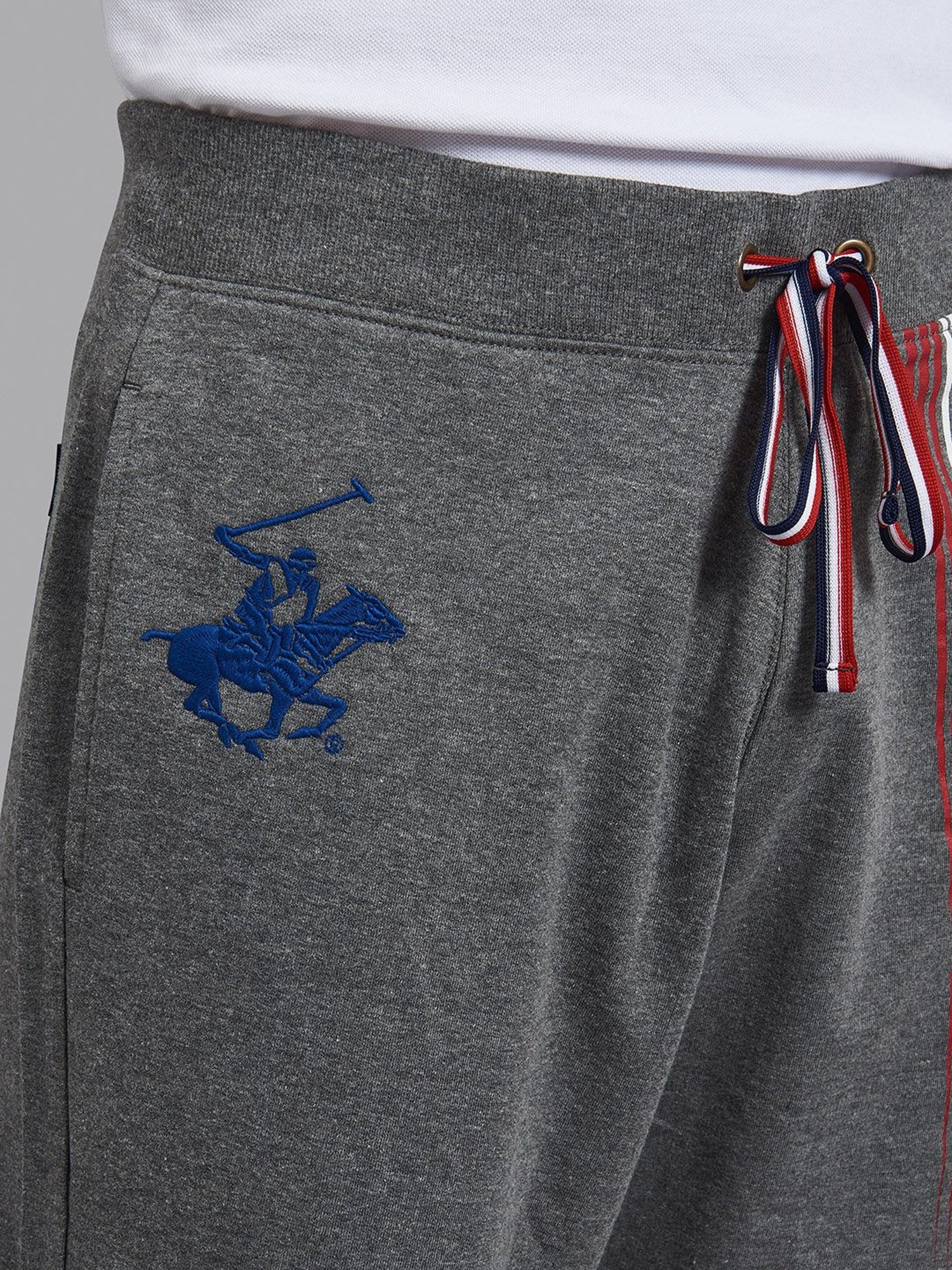 Beverly Hills Polo Club Ash Grey Cotton Regular Fit Printed Shorts