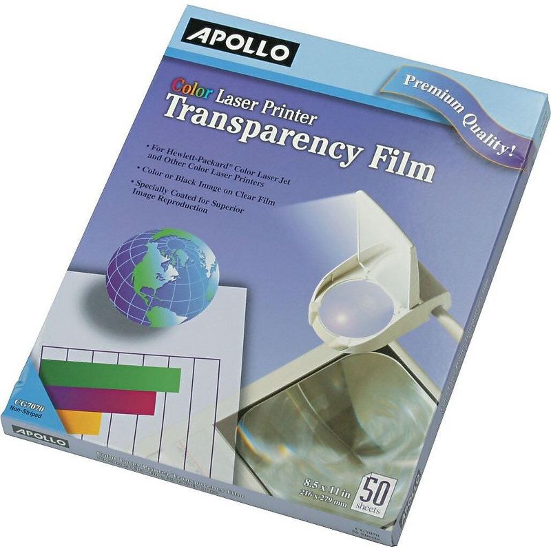 Apollo Color Laser Transparency Film w/o Sensing Stripe Letter Clear 50/Box CG7070