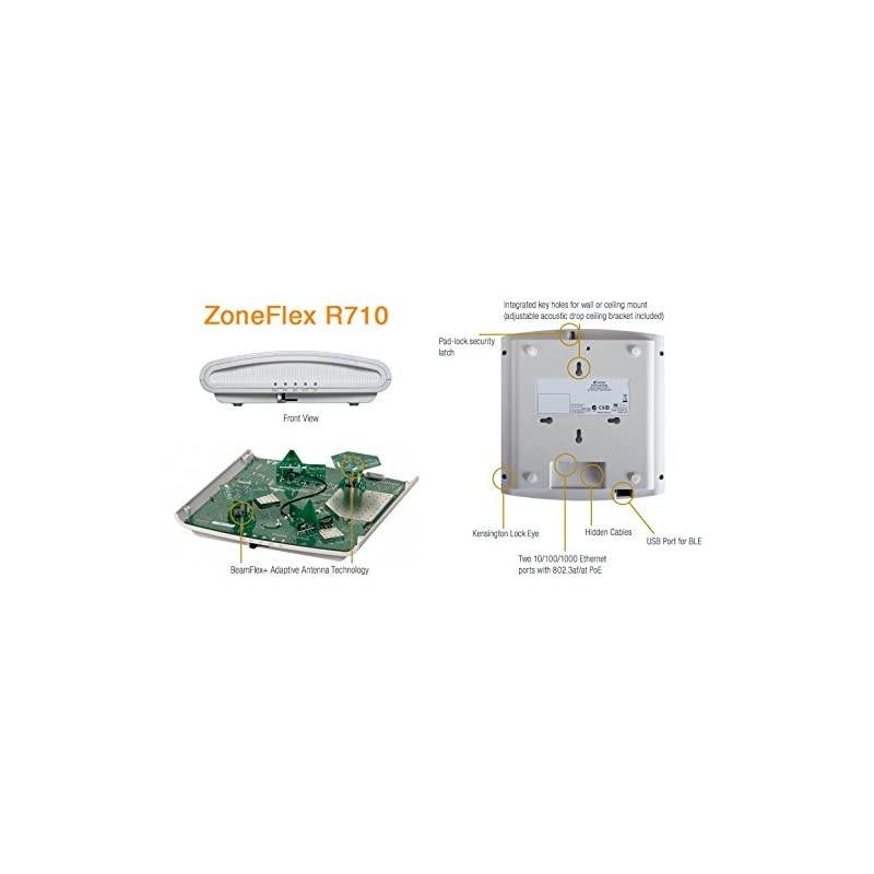 Wireless ZoneFlex R710 Dual-Band 802.11ac Wave 2 Access Point (4x4:4 Streams, BeamFlex, Dual Ports, 802.3af PoE, US) 901-R710-US00