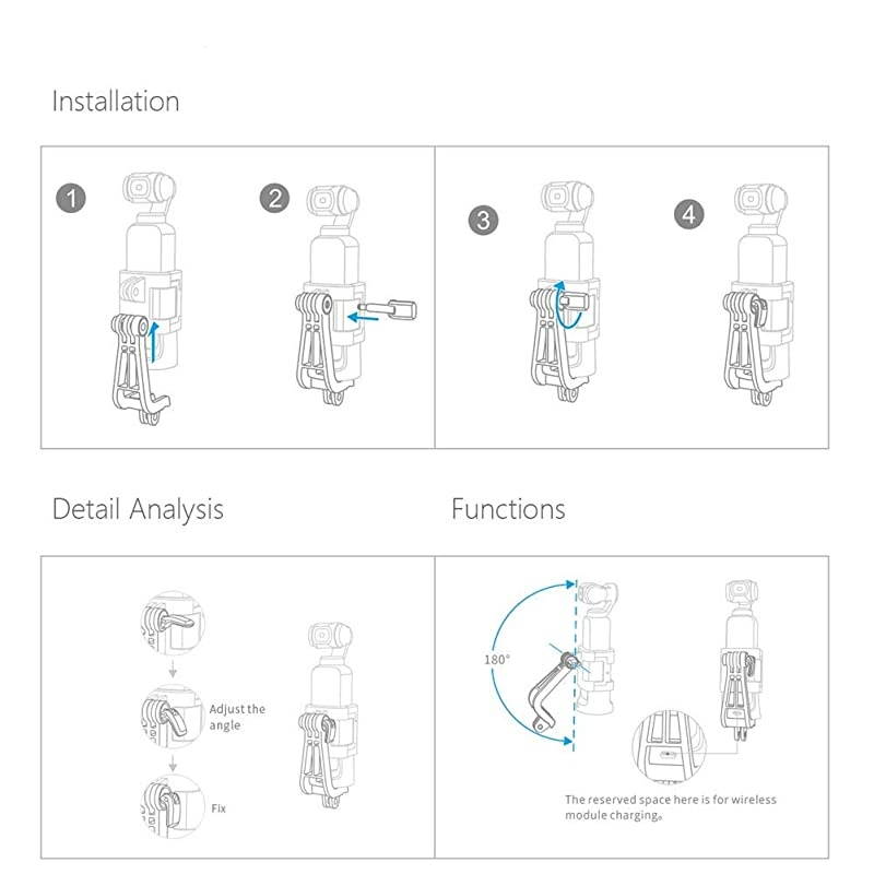 PGYTECH Action Camera L-Shape Bracket for DJI/OSMO Action/OMSO Pocket Handle Gimbal,L Holder Mount for GoPro Action Camera Interface Conversion 180&deg;Rotatable