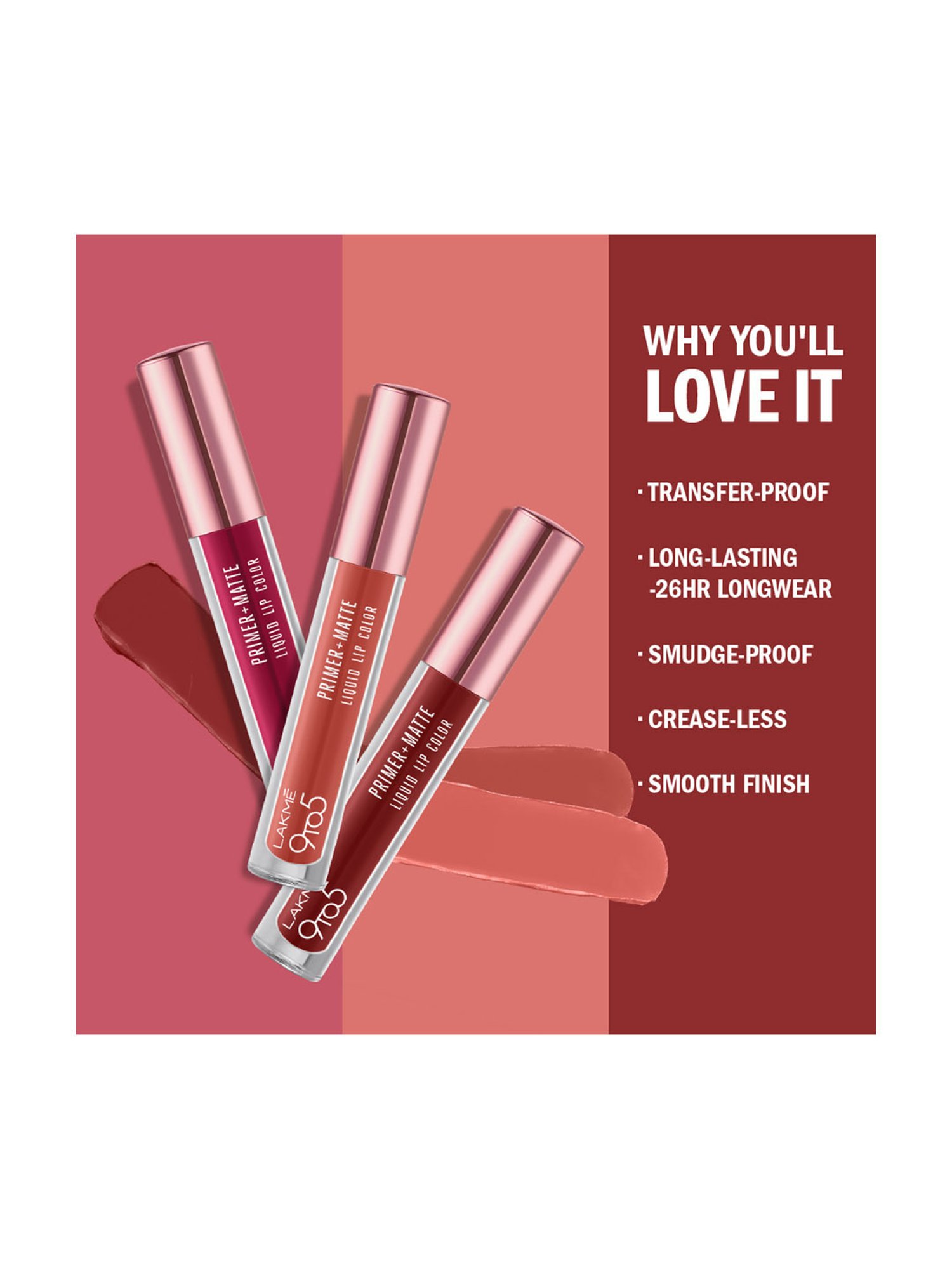 Lakme 9to5 Primer + Matte Liquid Lip Color MP6 Hot Pink - 4.2 ml